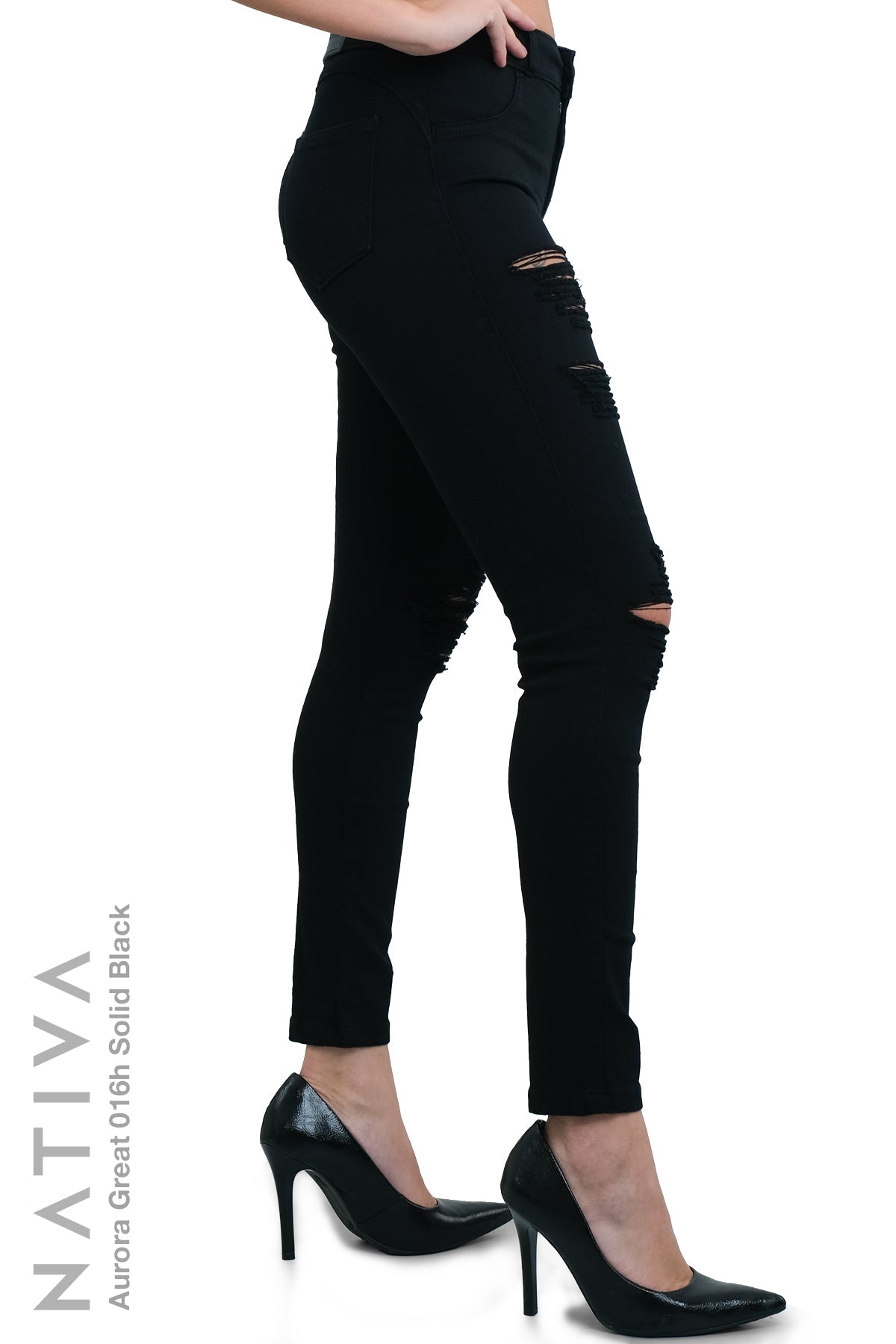 SUPER SKINNY JEANS, AURORA GREAT 016H BLACK, Talle Medio. Moldeador. Cuatro Estaciones. Tecnología No Stress®