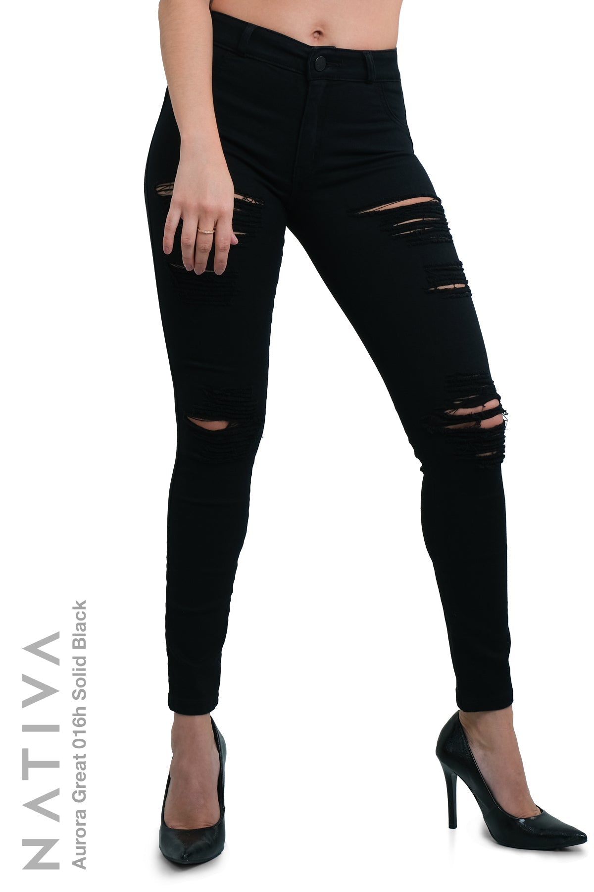 SUPER SKINNY JEANS, AURORA GREAT 016H BLACK, Talle Medio. Moldeador. Cuatro Estaciones. Tecnología No Stress®