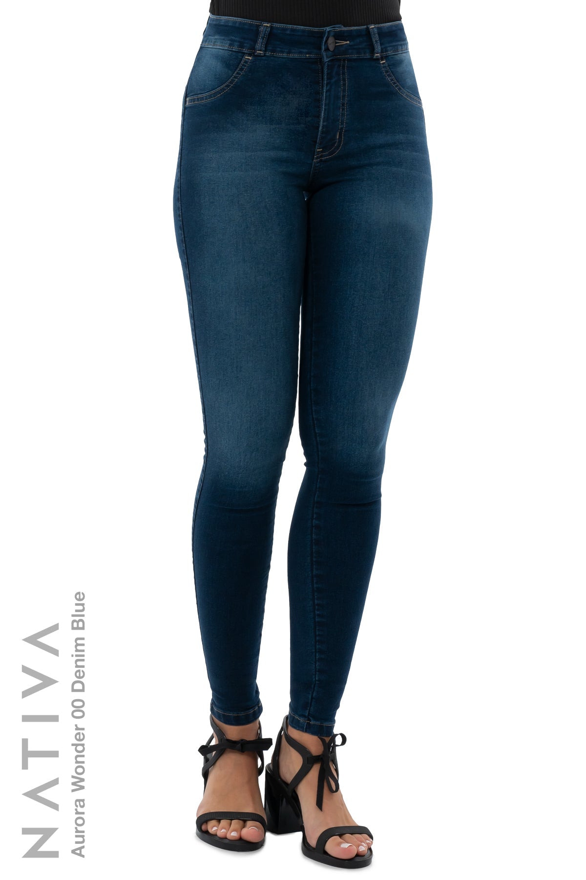SUPER SKINNY JEANS, AURORA WONDER 00 DENIM BLUE, Talle Medio. Moldeador y Afirmador. Casual 7 días. Tecnología No Stress®