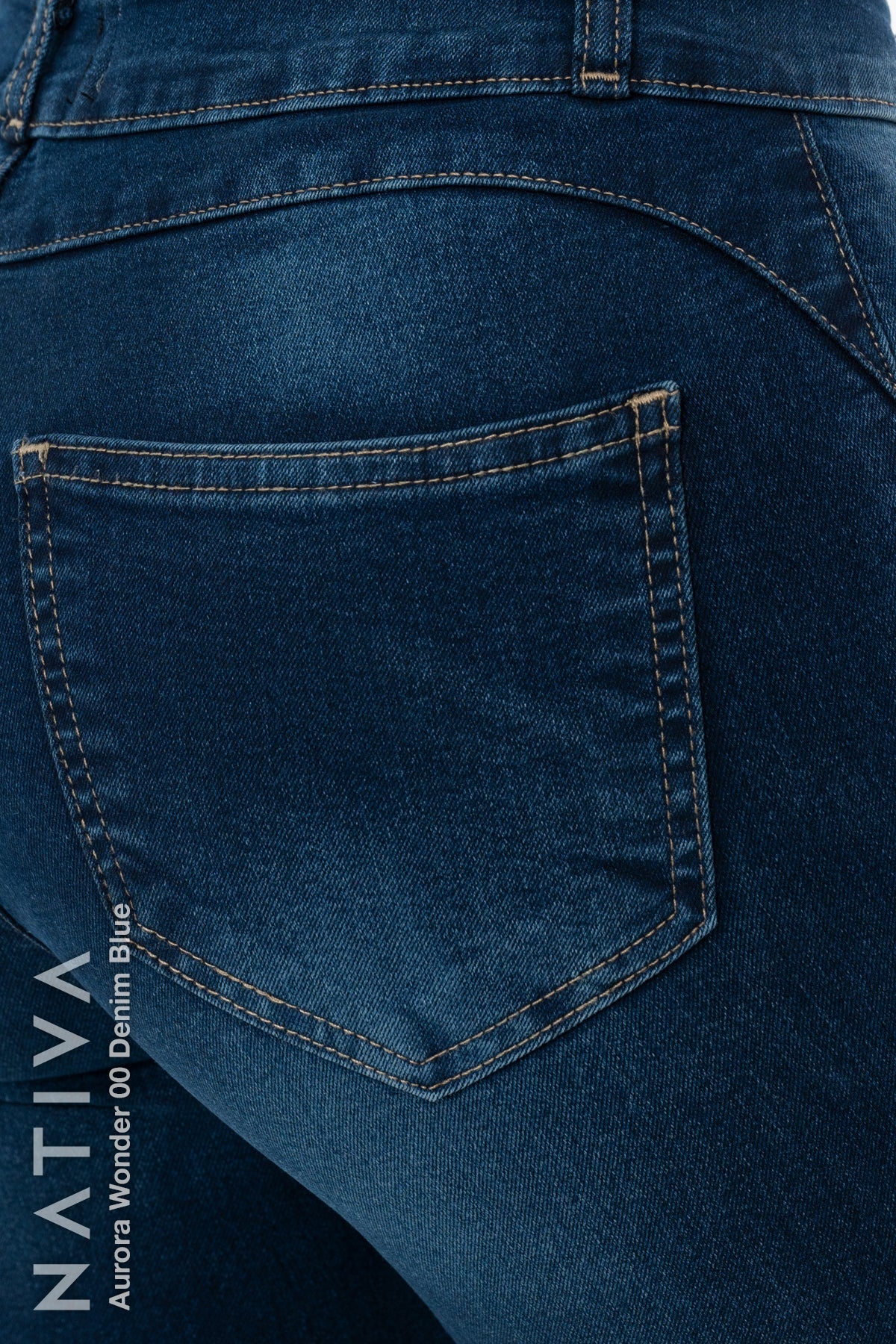 SUPER SKINNY JEANS, AURORA WONDER 00 DENIM BLUE, Talle Medio. Moldeador y Afirmador. Casual 7 días. Tecnología No Stress®