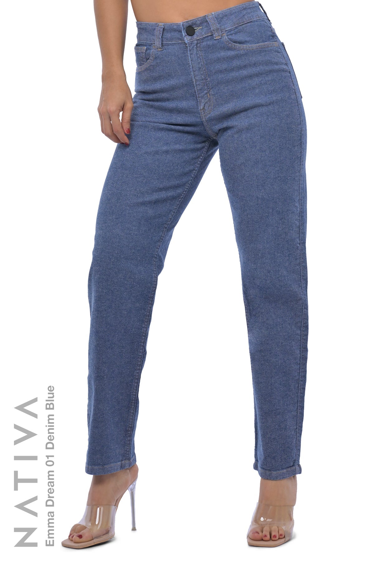 STRAIGH JEANS, EMMA DREAM 01 DENIM BLUE. Talle Alto. Con tejidos ESFD (Extreme Stretch Flattering Denim). Cintura Ajustable PERFECT FIT®