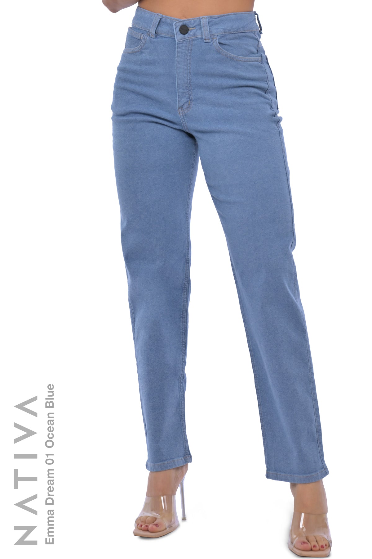 STRAIGH JEANS, EMMA DREAM 01 OCEAN BLUE. Talle Alto. Con tejidos ESFD (Extreme Stretch Flattering Denim). Cintura Ajustable PERFECT FIT®