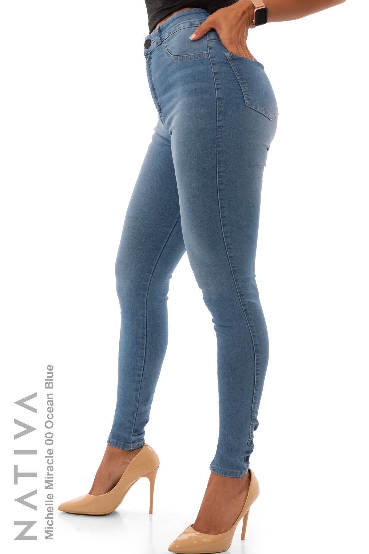 SUPER SKINNY JEANS, MICHELLE MIRACLE 00 OCEAN BLUE, Talle Alto. Moldeador. Movimiento Intenso. Tecnología No Stress®