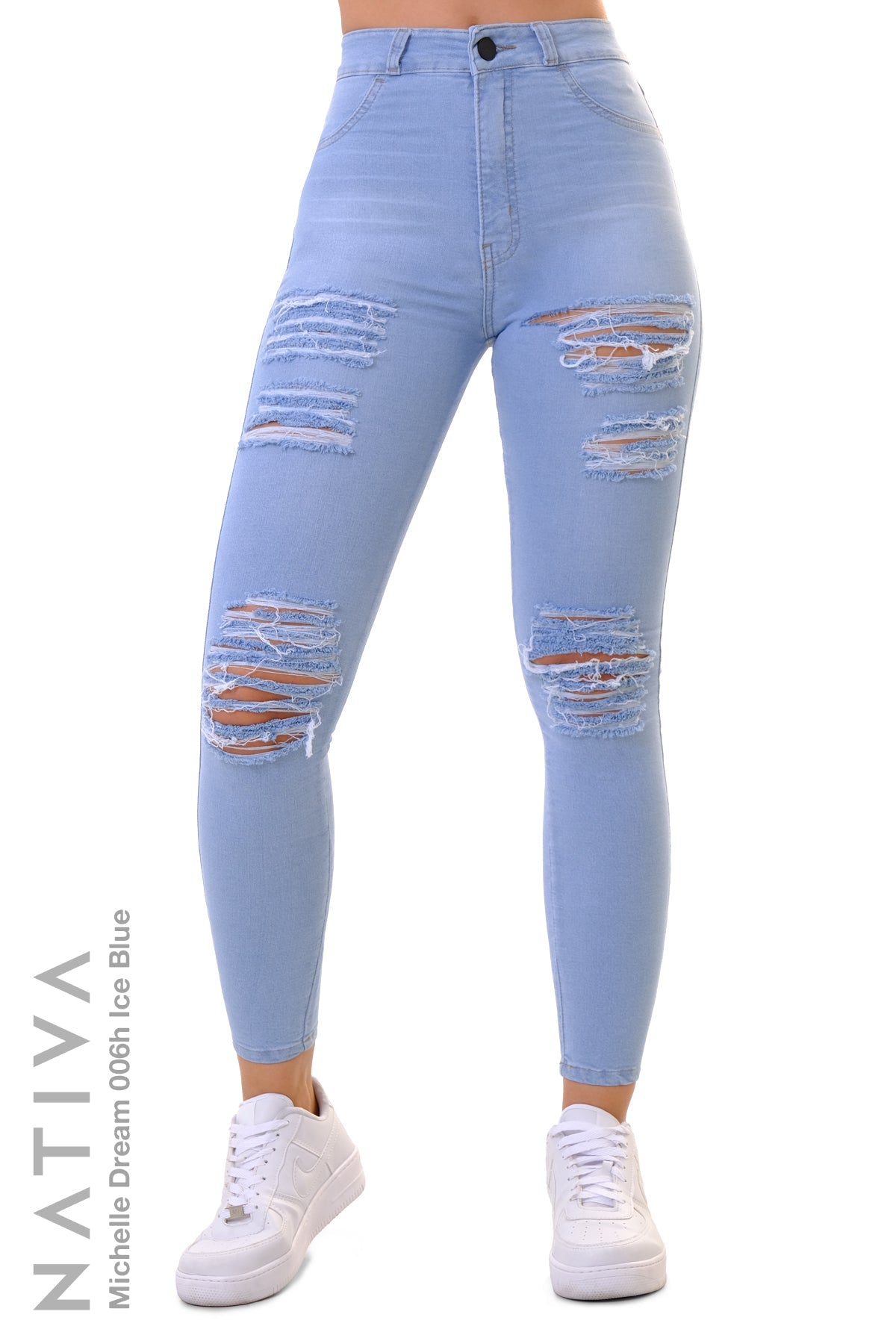 SUPER SKINNY JEANS, MICHELLE DREAM 006H ICE BLUE, Talle Alto. Moldeador Ultra Confortable. Jornada Prolongada. Tecnología No Stress®
