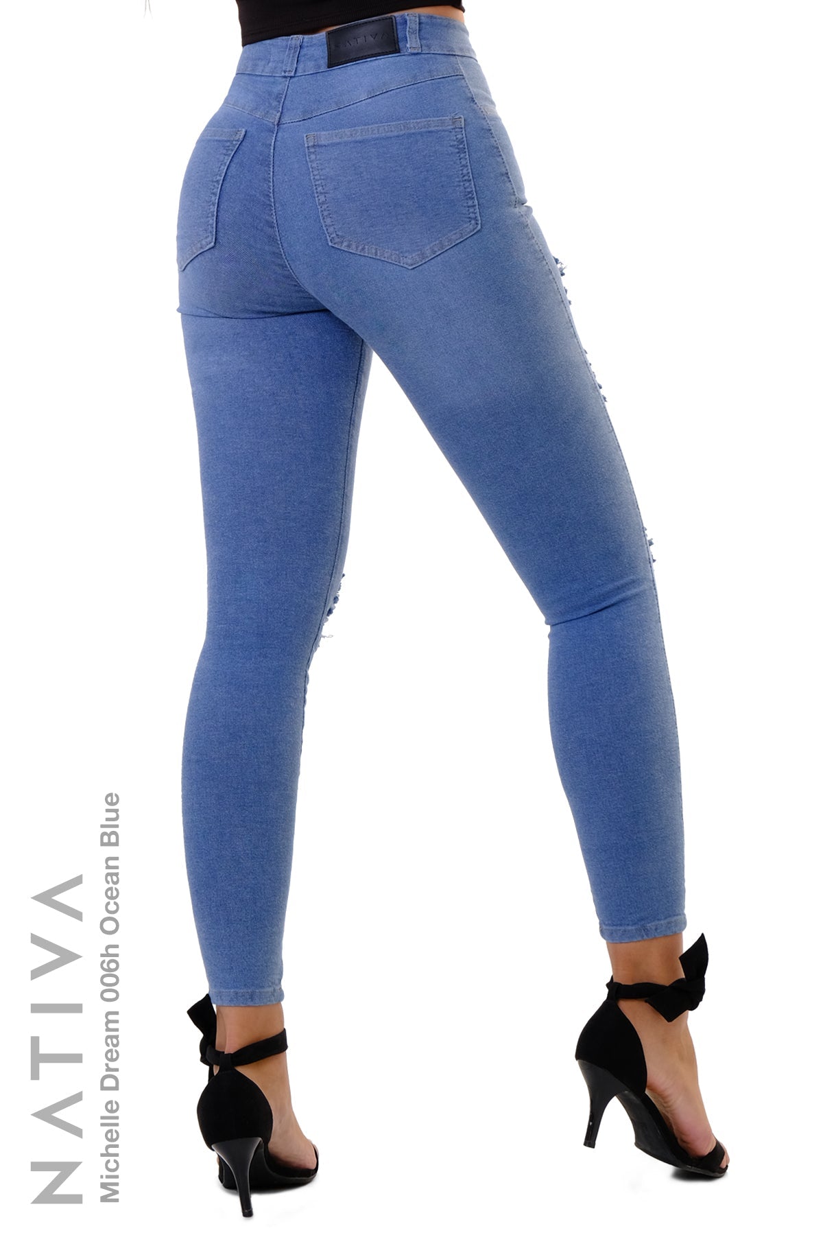 SUPER SKINNY JEANS, MICHELLE DREAM 006H OCEAN BLUE, Talle Alto. Moldeador Ultra Confortable. Jornada Prolongada. Tecnología No Stress®