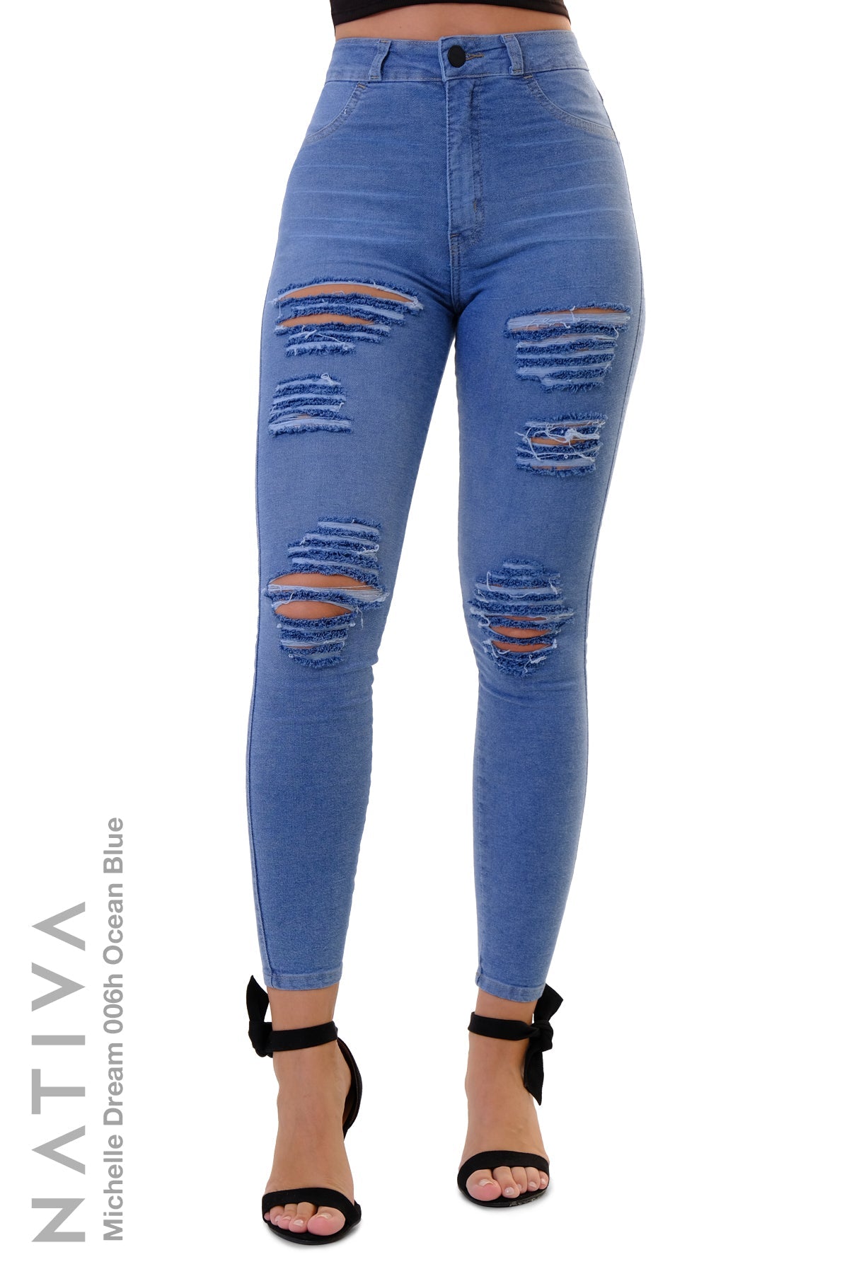 SUPER SKINNY JEANS, MICHELLE DREAM 006H OCEAN BLUE, Talle Alto. Moldeador Ultra Confortable. Jornada Prolongada. Tecnología No Stress®