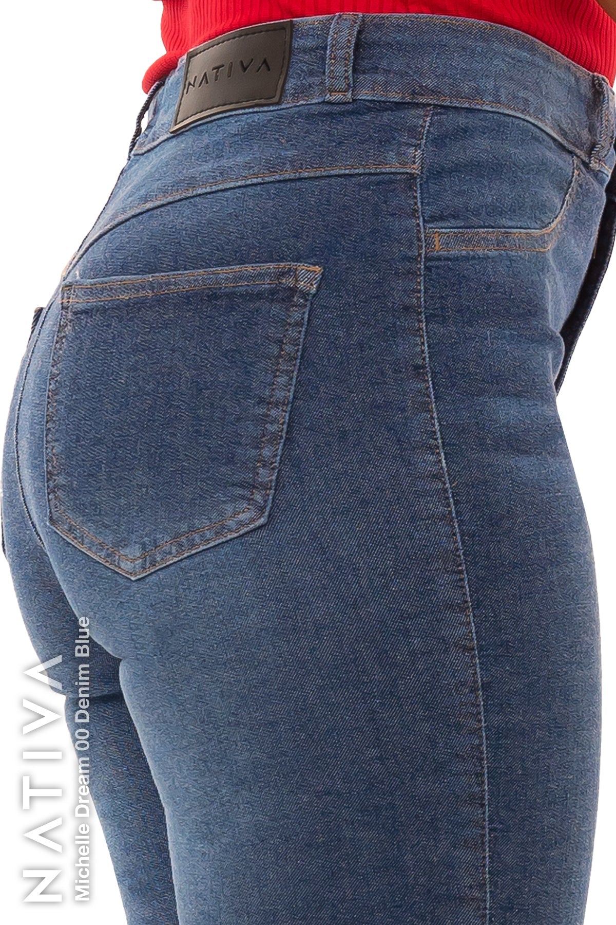 SUPER SKINNY JEANS, MICHELLE DREAM 00 DENIM BLUE, Talle Alto. Moldeador Ultra Confortable. Jornada Prolongada. Tecnología No Stress®