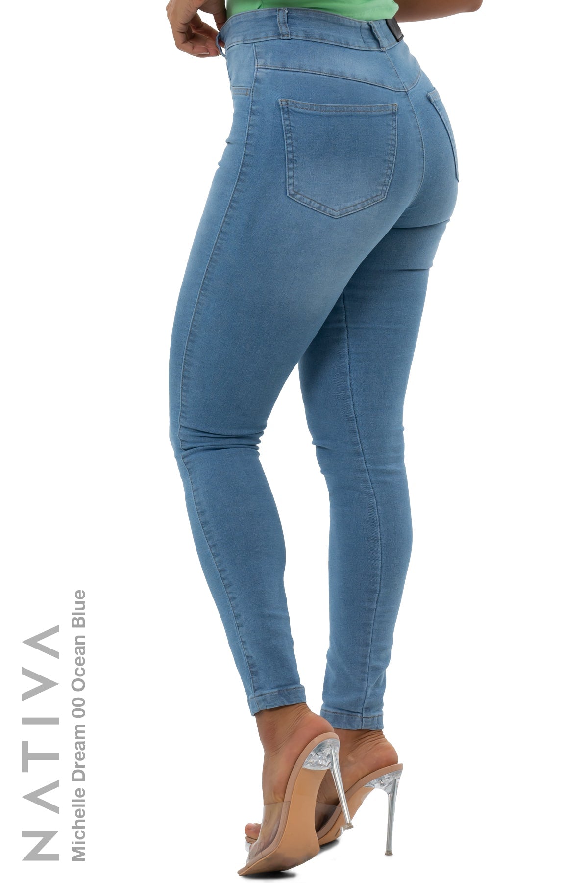 SUPER SKINNY JEANS, MICHELLE DREAM 00 OCEAN BLUE, Talle Alto. Moldeador Ultra Confortable. Jornada Prolongada. Tecnología No Stress®