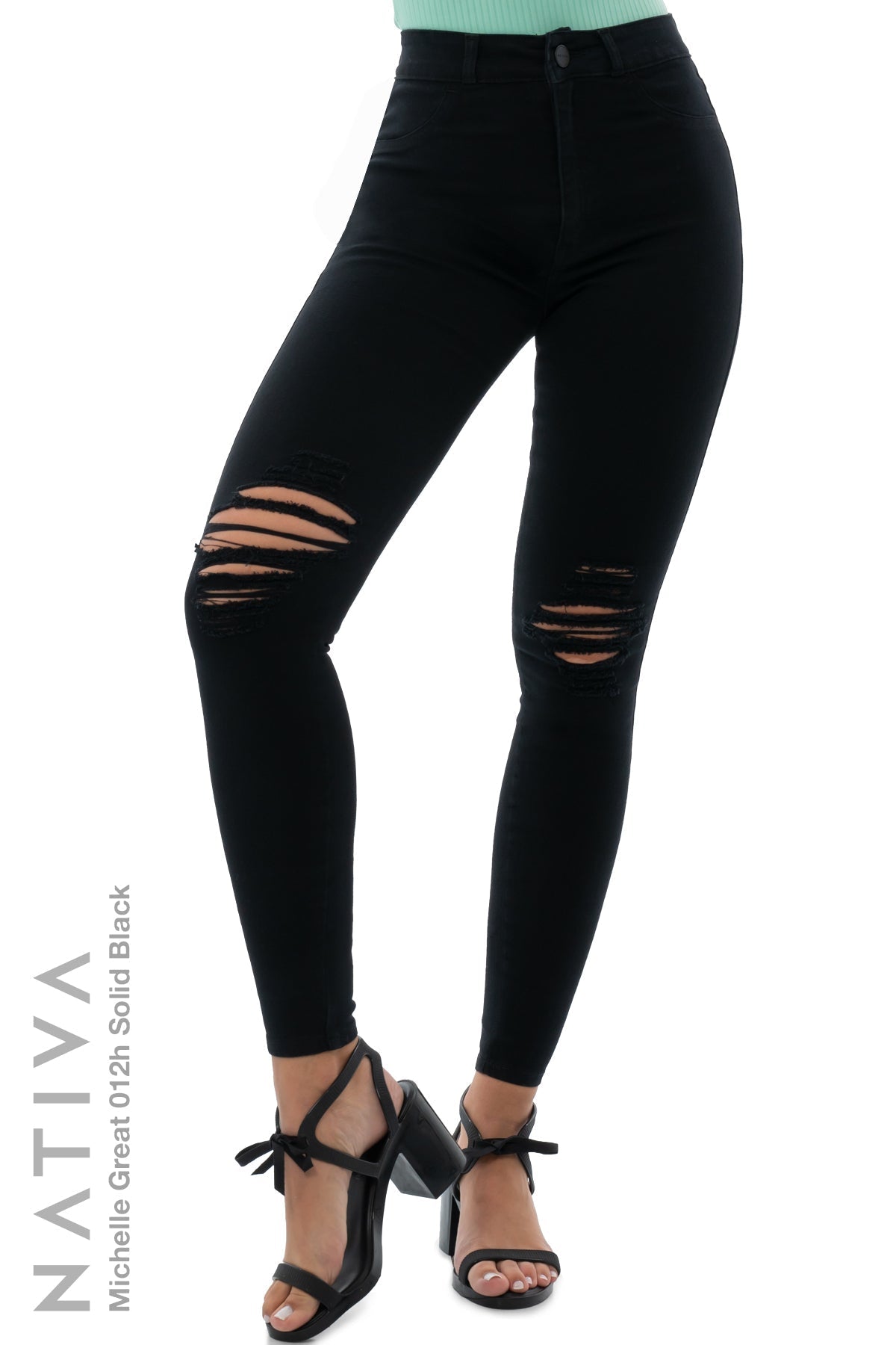 SUPER SKINNY JEANS, MICHELLE GREAT 012H BLACK, Talle Alto. Moldeador. Cuatro Estaciones. Tecnología No Stress®