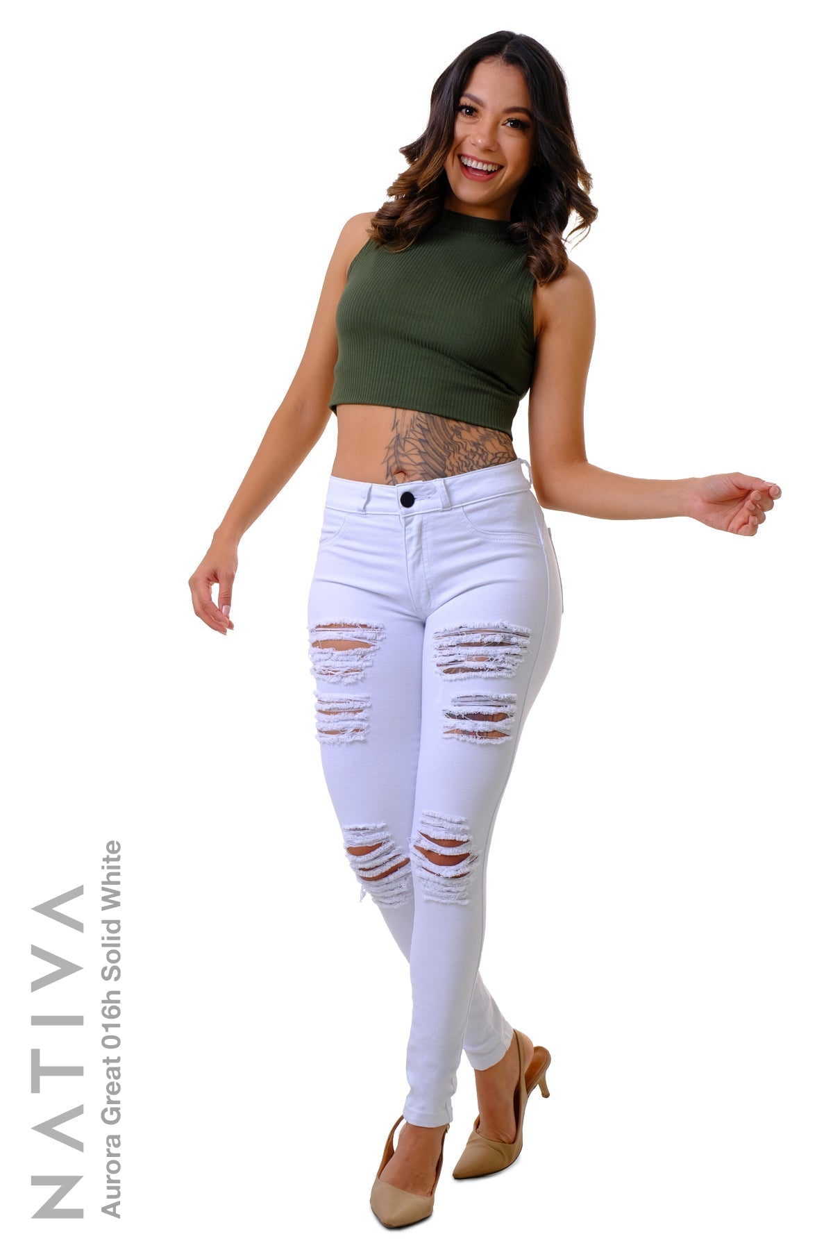 SUPER SKINNY JEANS, AURORA GREAT 016H WHITE, Talle Medio. Moldeador. Cuatro Estaciones. Tecnología No Stress®