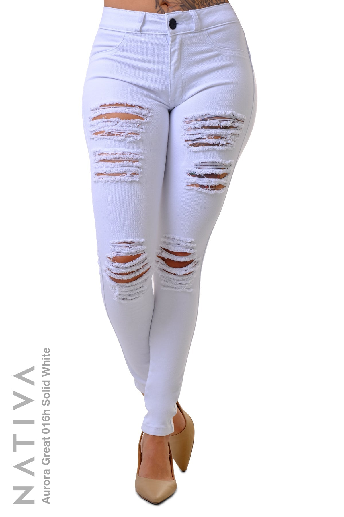 SUPER SKINNY JEANS, AURORA GREAT 016H WHITE, Talle Medio. Moldeador. Cuatro Estaciones. Tecnología No Stress®