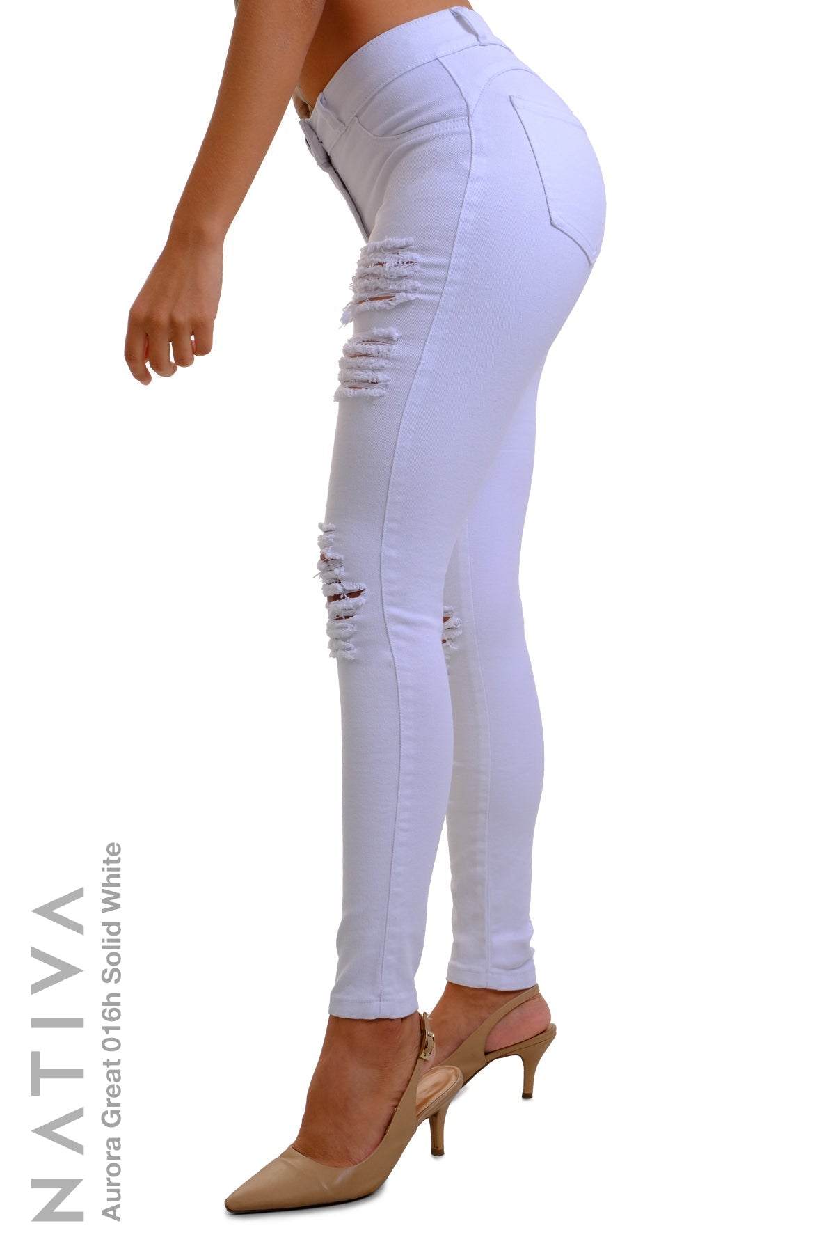 SUPER SKINNY JEANS, AURORA GREAT 016H WHITE, Talle Medio. Moldeador. Cuatro Estaciones. Tecnología No Stress®