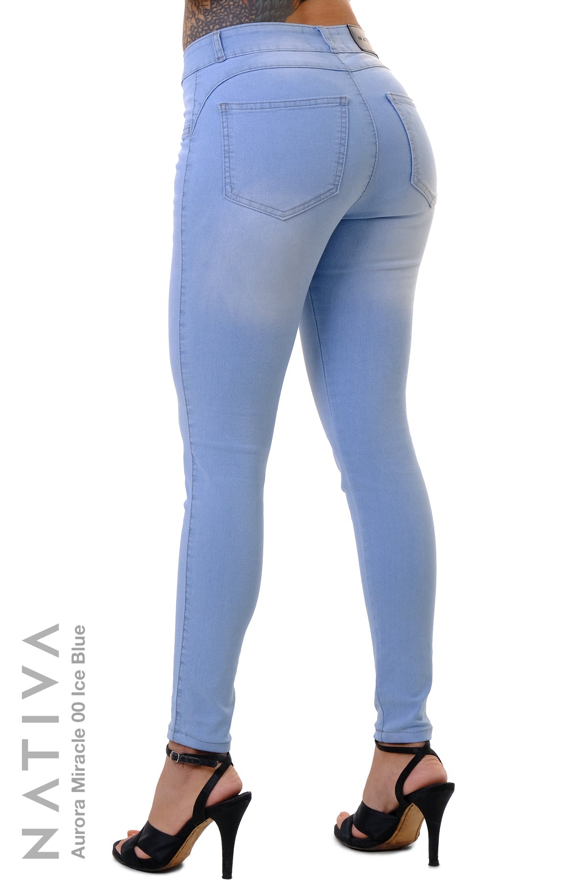SUPER SKINNY JEANS, AURORA MIRACLE 00  ICE BLUE, Talle Medio. Moldeador. Movimiento Intenso. Tecnología No Stress®