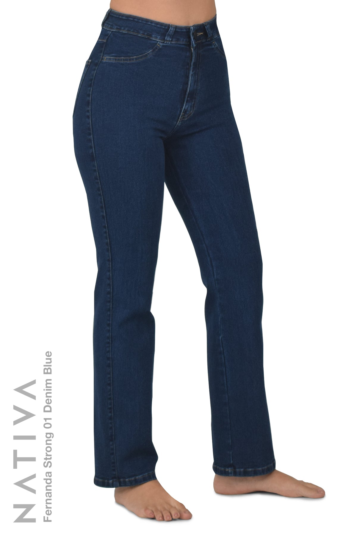 STRAIGHT JEANS, FERNANDA STRONG 01 DENIM BLUE. Talle Alto. Con tejidos ESFD (Extreme Stretch Flattering Denim). Cintura Ajustable PERFECT FIT®