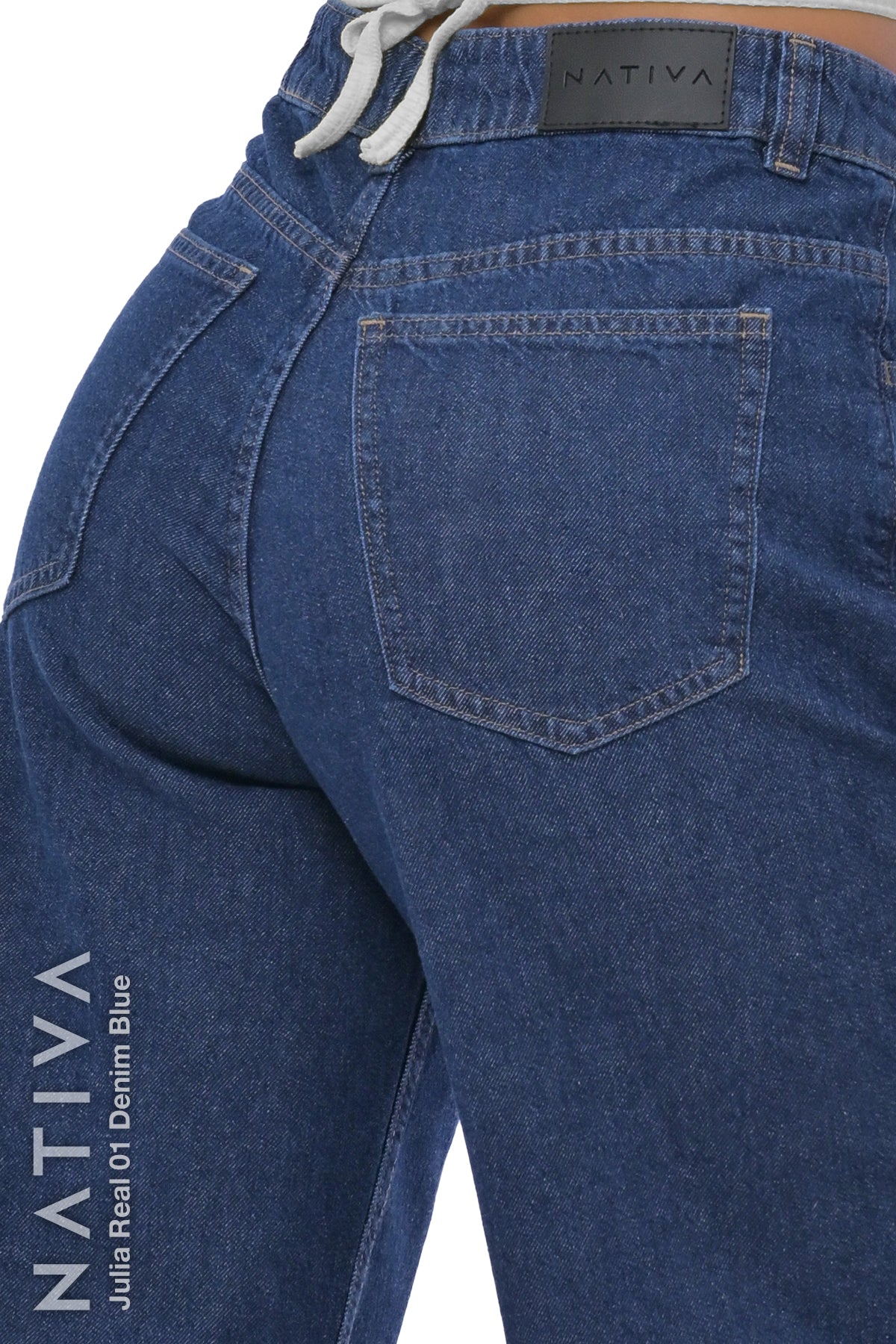 WIDE LEG True Denim Jeans, JULIA REAL 01 DENIM BLUE. Talle Alto. Auténtico e Interminable. Cintura Ajustable PERFECT FIT®