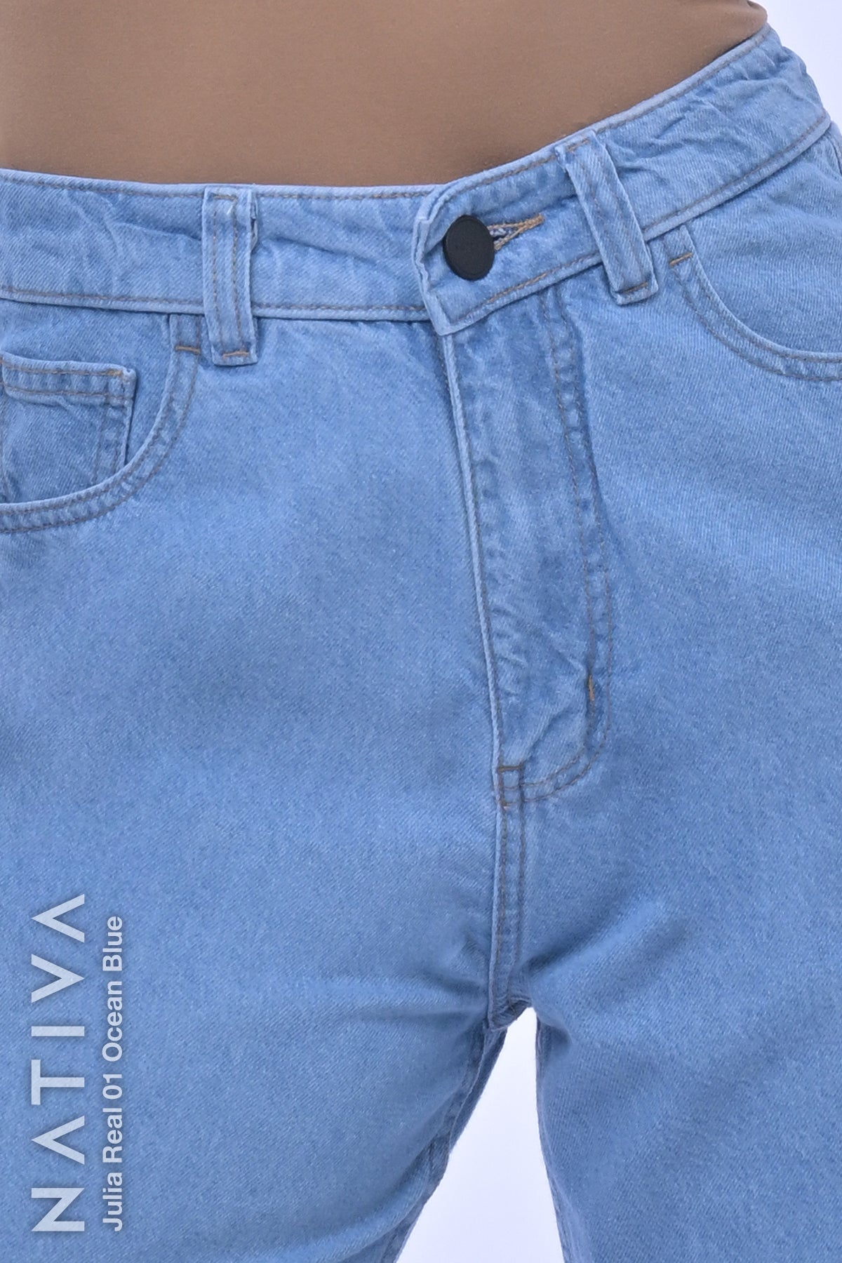 WIDE LEG True Denim Jeans, JULIA REAL 01 OCEAN BLUE. Talle Alto. Auténtico e Interminable. Cintura Ajustable PERFECT FIT®
