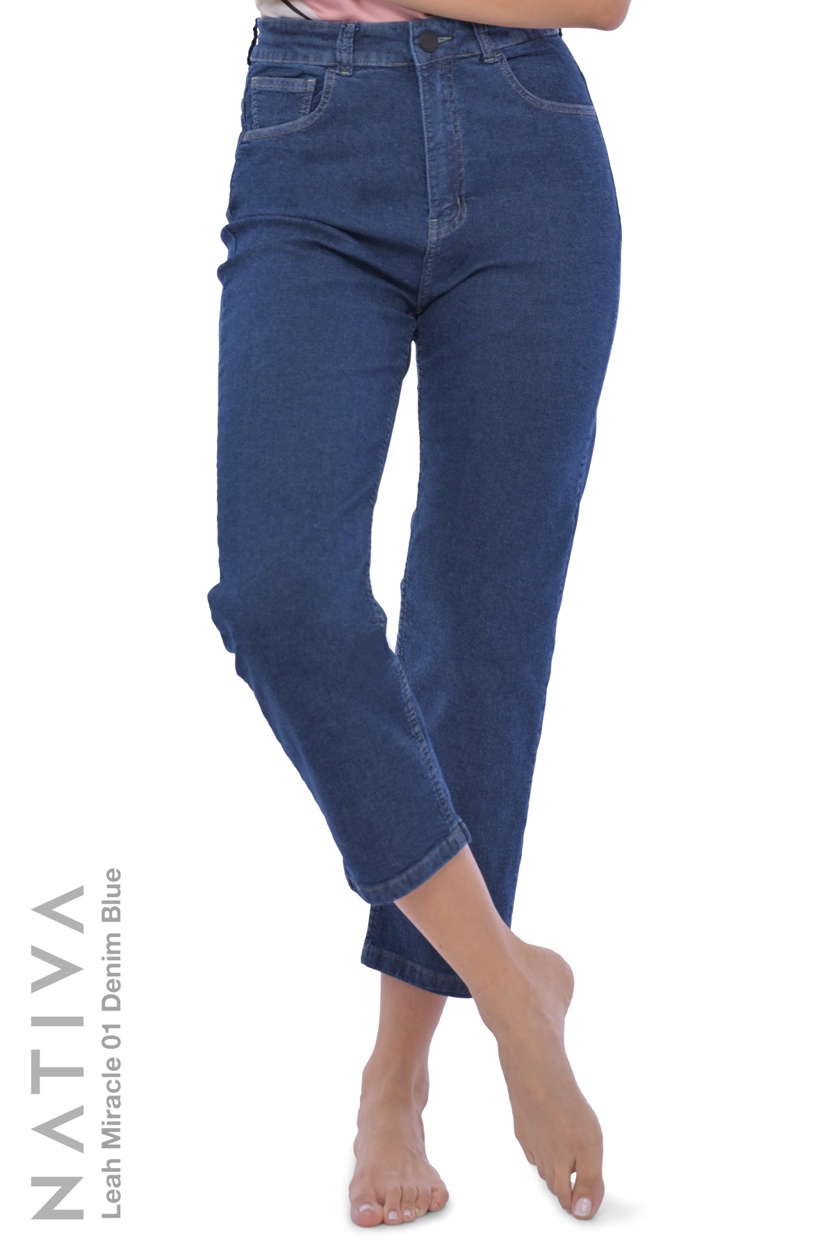 LEGGING JEANS, LEAH MIRACLE 01 DENIM BLUE. Talle Alto. De Fácil Colocado. Para Descanso, Viajes y Vacaciones. Tecnología No Stress®