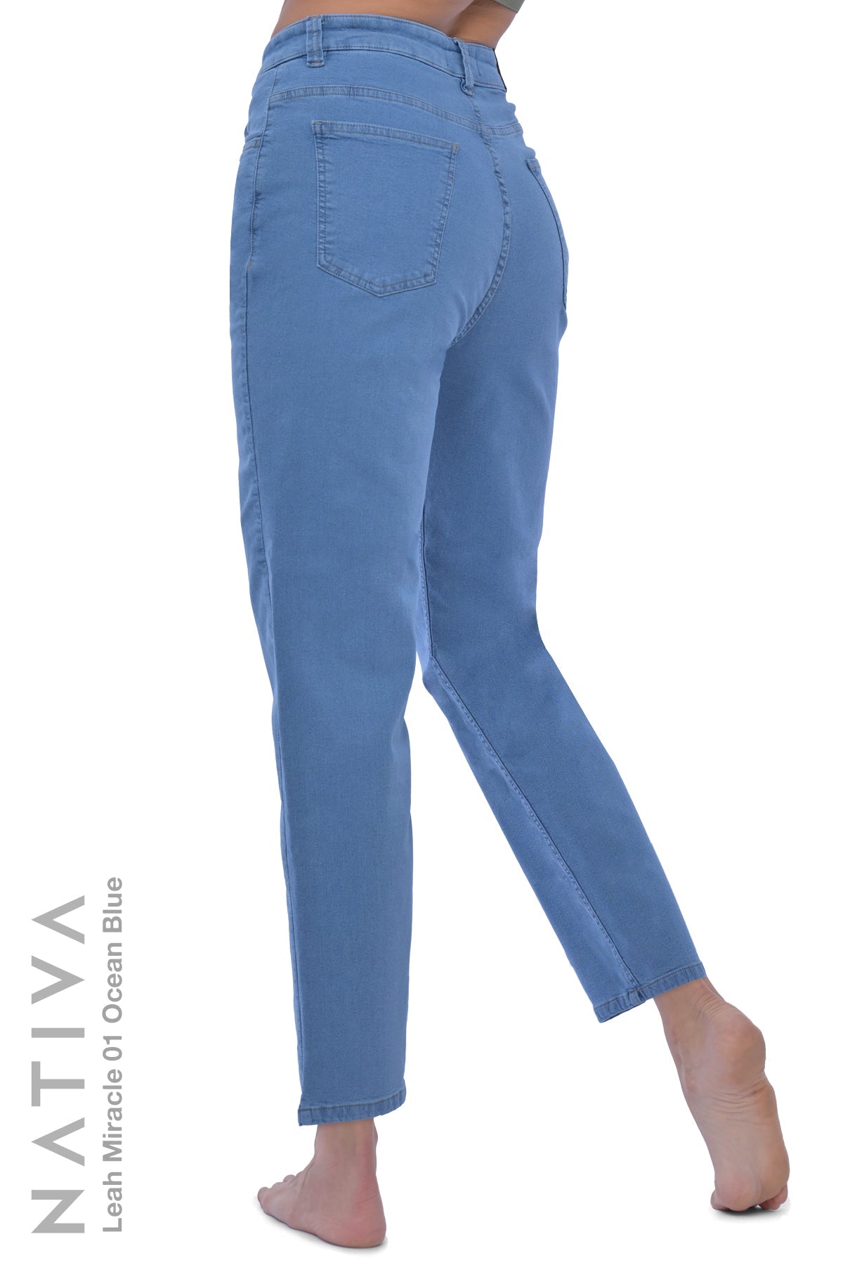 LEGGING JEANS, LEAH MIRACLE 01 OCEAN BLUE. Talle Alto. De Fácil Colocado. Para Descanso, Viajes y Vacaciones. Tecnología No Stress®