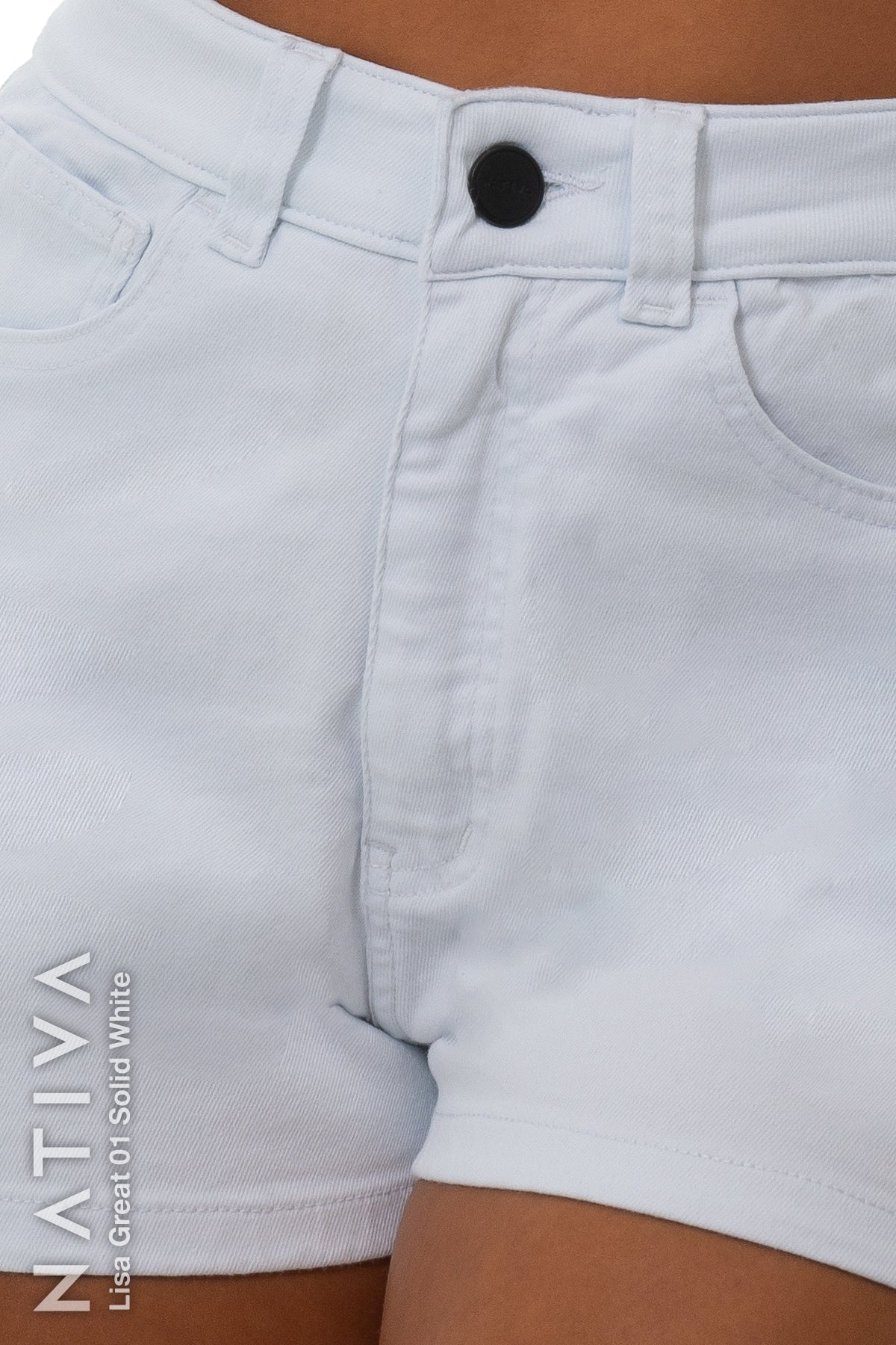 MOM SHORTS, LISA GREAT 01 WHITE. Talle Alto. Moldeador. ESFD (Extreme Stretch Flattering Denim). Confort Extremo