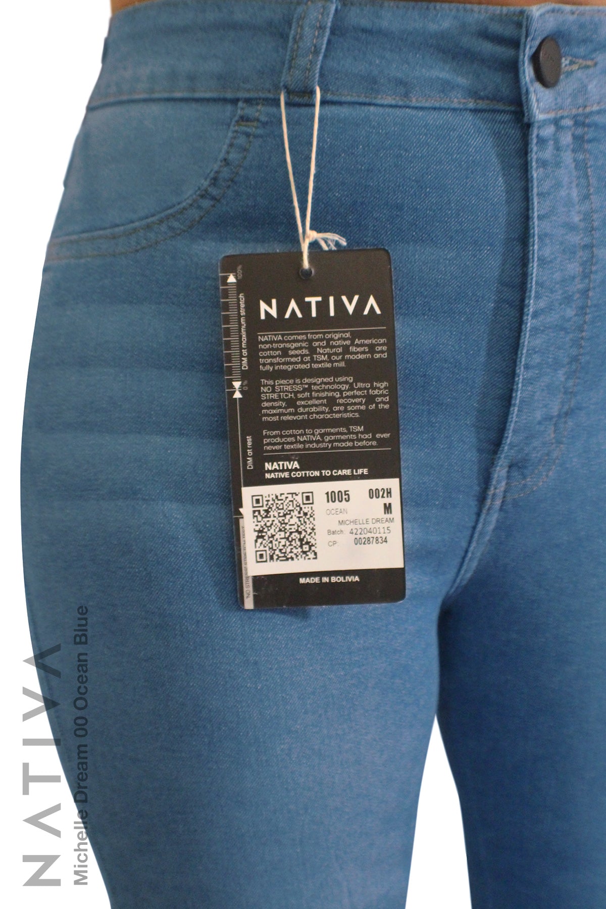 SUPER SKINNY JEANS, MICHELLE DREAM 002H OCEAN BLUE, Talle Alto. Moldeador Ultra Confortable. Jornada Prolongada. Tecnología No Stress®