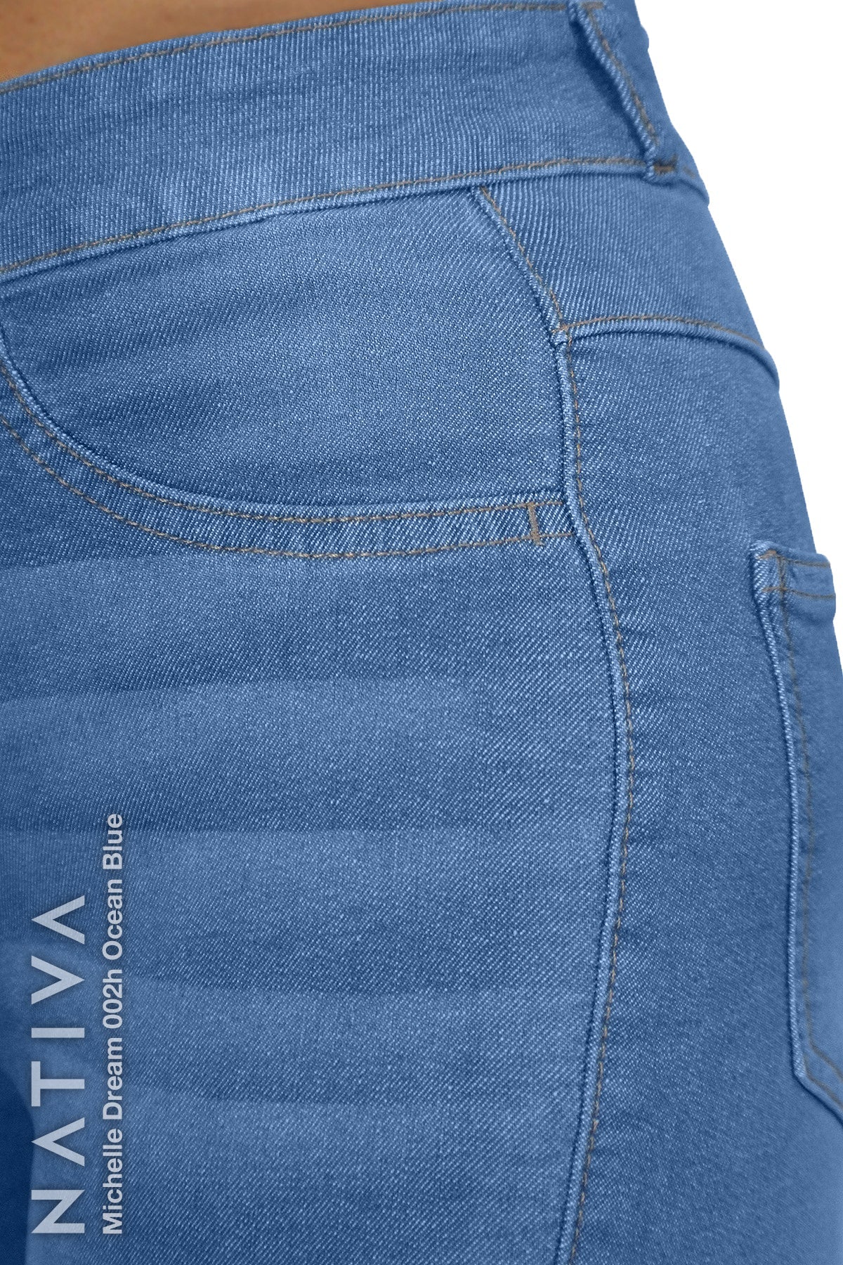 SUPER SKINNY JEANS, MICHELLE DREAM 002H OCEAN BLUE, Talle Alto. Moldeador Ultra Confortable. Jornada Prolongada. Tecnología No Stress®