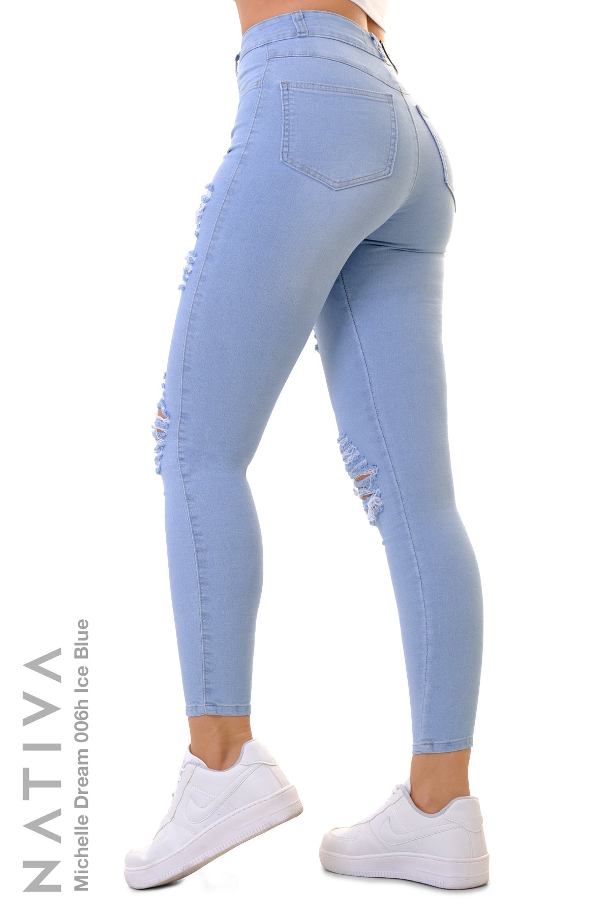 SUPER SKINNY JEANS, MICHELLE DREAM 006H ICE BLUE, Talle Alto. Moldeador Ultra Confortable. Jornada Prolongada. Tecnología No Stress®
