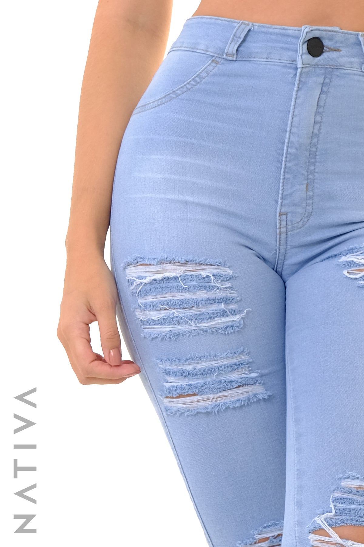 SUPER SKINNY JEANS, MICHELLE DREAM 006H ICE BLUE, Talle Alto. Moldeador Ultra Confortable. Jornada Prolongada. Tecnología No Stress®