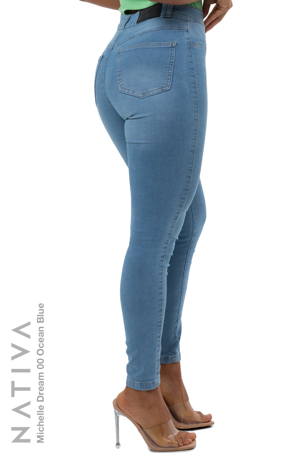 SUPER SKINNY JEANS, MICHELLE DREAM 00 OCEAN BLUE, Talle Alto. Moldeador Ultra Confortable. Jornada Prolongada. Tecnología No Stress®