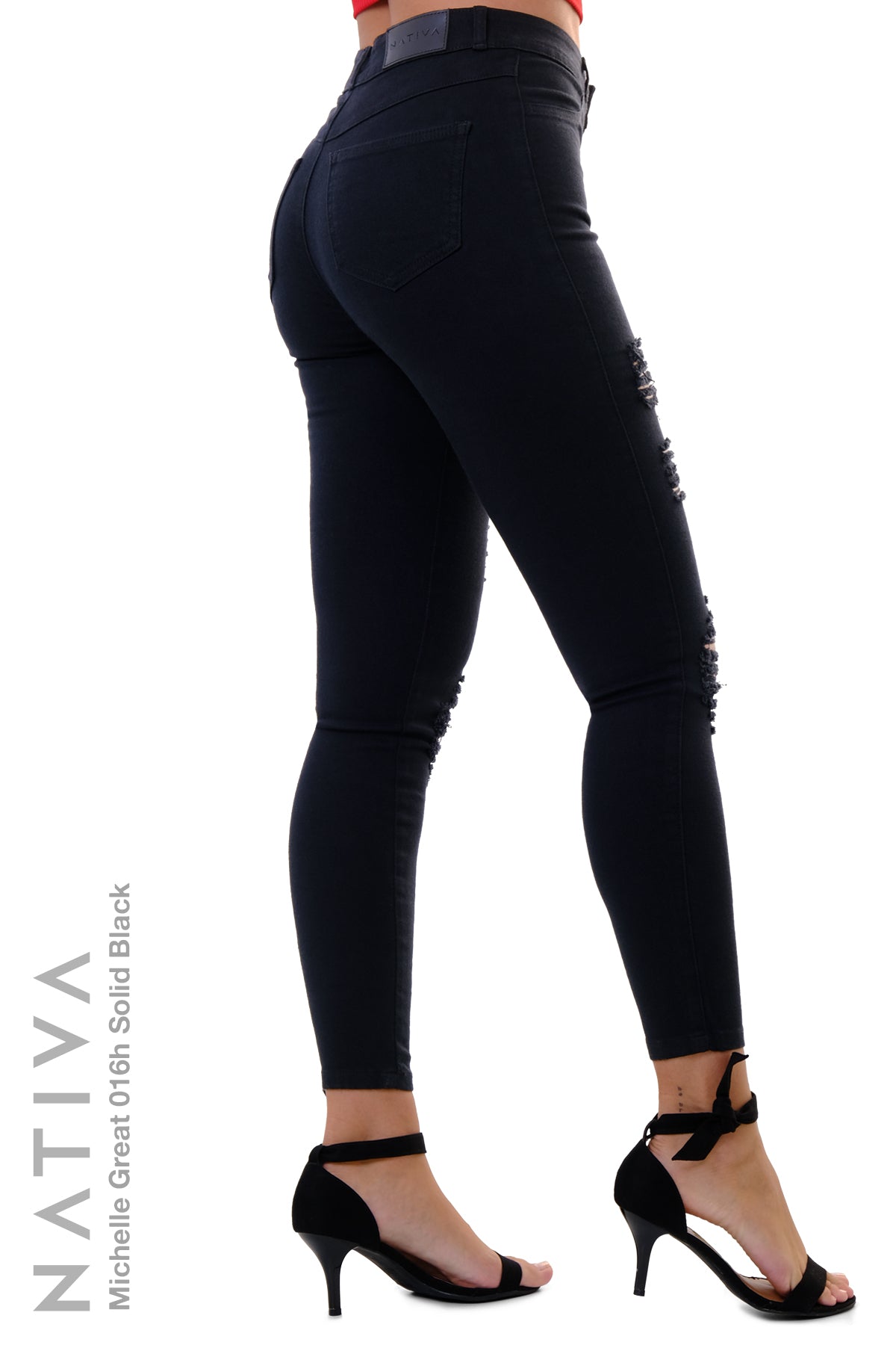 SUPER SKINNY JEANS, MICHELLE GREAT 016H BLACK, Talle Alto. Moldeador. Cuatro Estaciones. Tecnología No Stress®