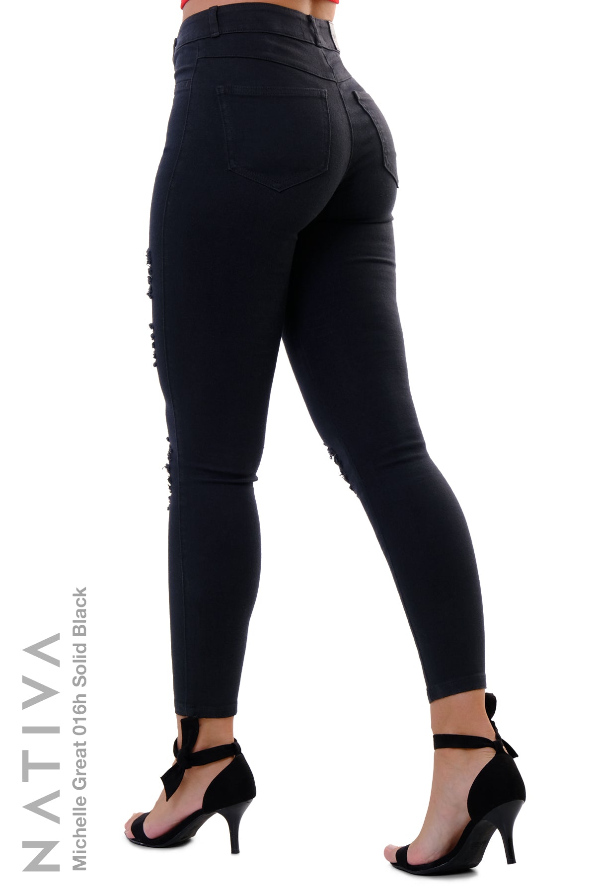 SUPER SKINNY JEANS, MICHELLE GREAT 016H BLACK, Talle Alto. Moldeador. Cuatro Estaciones. Tecnología No Stress®