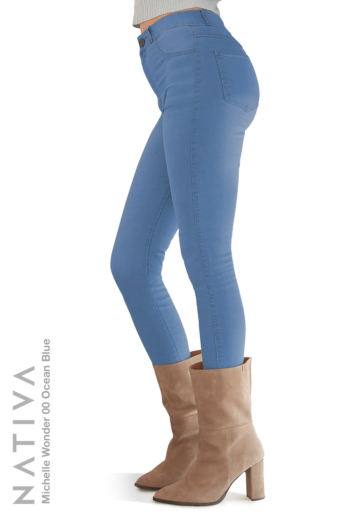 SUPER SKINNY JEANS, MICHELLE WONDER 00 OCEAN BLUE, Talle Alto. Moldeador y Afirmador. Casual 7 días. Tecnología No Stress®