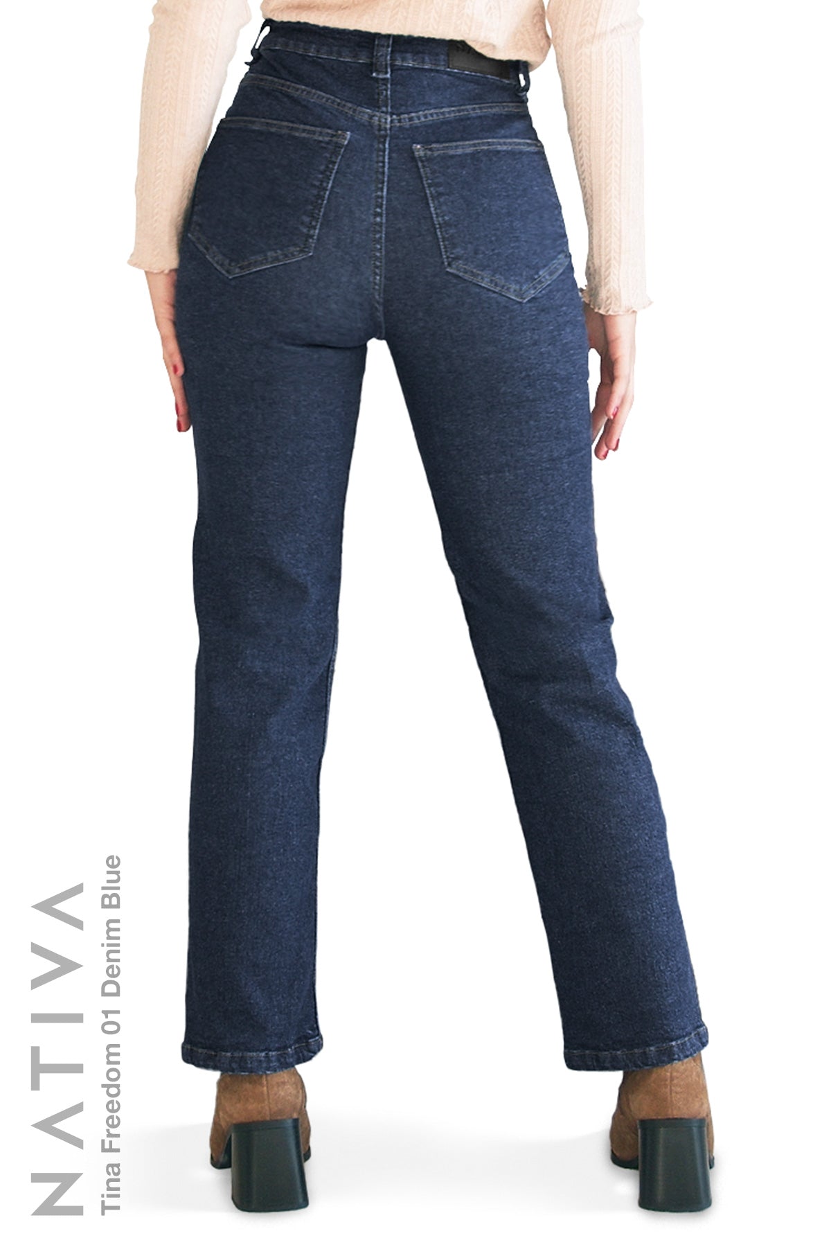 STRAIGHT JEANS, TINA FREEDOM 01 DENIM BLUE. Talle Alto. Con tejidos ESFD (Extreme Stretch Flattering Denim). Cintura Ajustable PERFECT FIT®